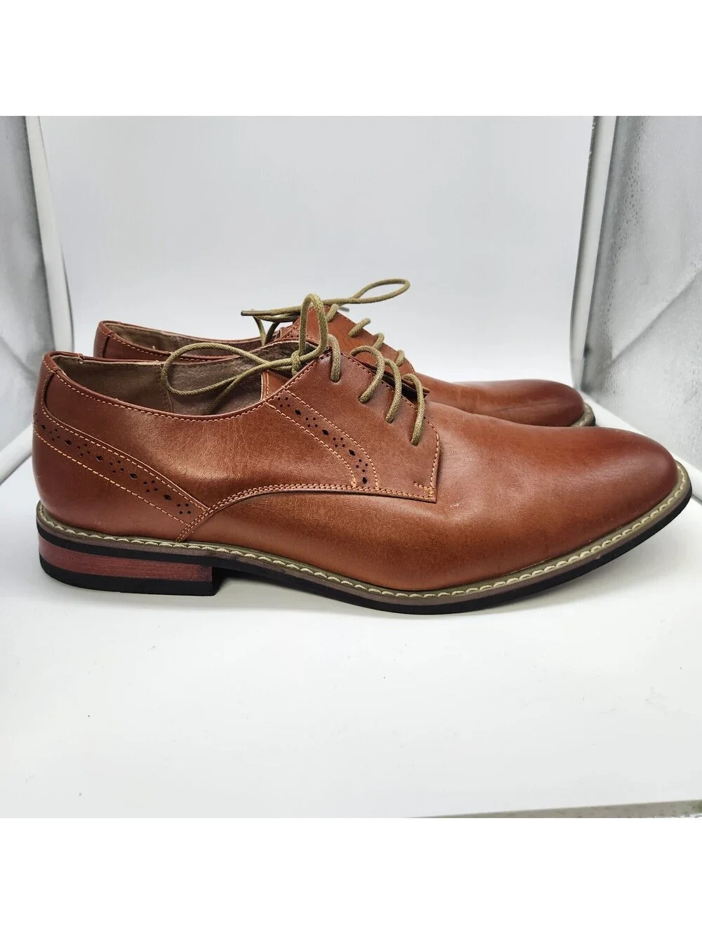 Bruno Marc Princewide-16 Men's 10.5W Brown Leather Derby Oxford Dress Shoes